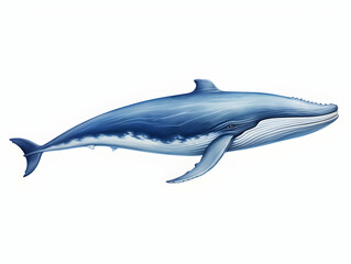 Fototapeta premium Blue Whale in white background, blue Whale isolated Raster object, 3D blue whale illustration