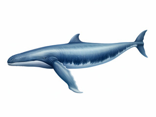 Obraz premium Blue Whale in white background, blue Whale isolated Raster object, 3D blue whale illustration