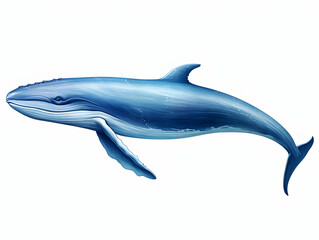 Obraz premium Blue Whale in white background, blue Whale isolated Raster object, 3D blue whale illustration