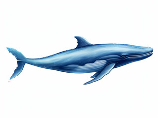 Obraz premium Blue Whale in white background, blue Whale isolated Raster object, 3D blue whale illustration