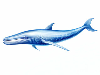Obraz premium Blue Whale in white background, blue Whale isolated Raster object, 3D blue whale illustration
