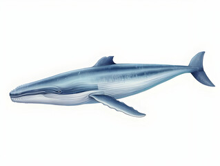 Fototapeta premium Blue Whale in white background, blue Whale isolated Raster object, 3D blue whale illustration