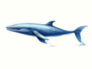 Fototapeta premium Blue Whale in white background, blue Whale isolated Raster object, 3D blue whale illustration