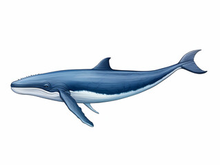 Fototapeta premium Blue Whale in white background, blue Whale isolated Raster object, 3D blue whale illustration