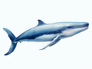 Fototapeta premium Blue Whale in white background, blue Whale isolated Raster object, 3D blue whale illustration