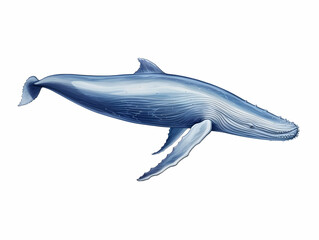 Fototapeta premium Blue Whale in white background, blue Whale isolated Raster object, 3D blue whale illustration