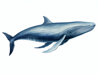 Obraz premium Blue Whale in white background, blue Whale isolated Raster object, 3D blue whale illustration