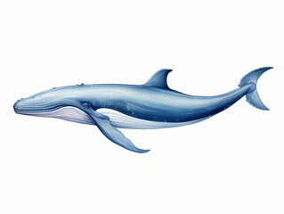 Fototapeta premium Blue Whale in white background, blue Whale isolated Raster object, 3D blue whale illustration