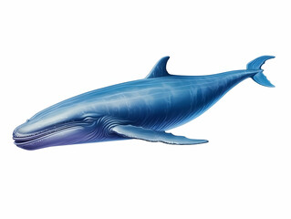 Obraz premium Blue Whale in white background, blue Whale isolated Raster object, 3D blue whale illustration