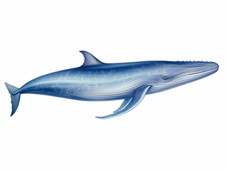 Fototapeta premium Blue Whale in white background, blue Whale isolated Raster object, 3D blue whale illustration