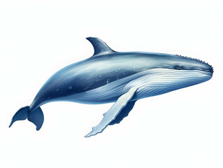 Obraz premium Blue Whale in white background, blue Whale isolated Raster object, 3D blue whale illustration