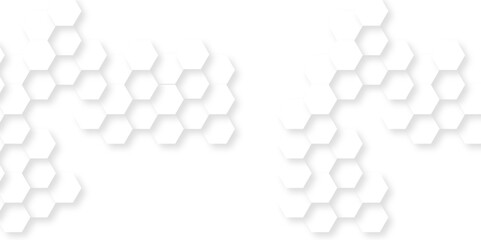 White hexagon texture background. Background with hexagons abstract paper texture and futuristic business. Digital hexagon technology science.                    