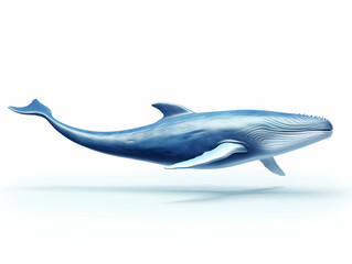 Fototapeta premium Blue Whale in white background, blue Whale isolated Raster object, 3D blue whale illustration