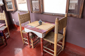Marrakech Restaurant Table, Empty Moroccan Cafe Tables, Authentic Exotic Bistro Seat, Bar Terrace