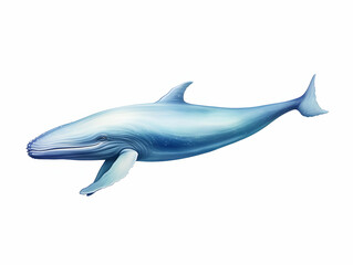 Blue Whale in white background, blue Whale isolated Raster object, 3D blue whale illustration