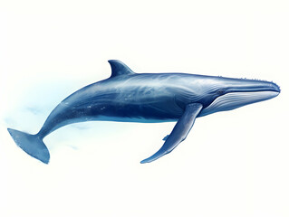 Fototapeta premium Blue Whale in white background, blue Whale isolated Raster object, 3D blue whale illustration