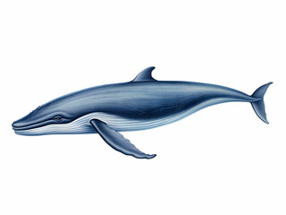 Obraz premium Blue Whale in white background, blue Whale isolated Raster object, 3D blue whale illustration