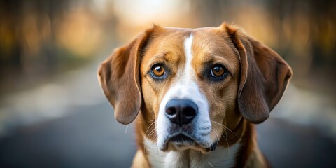 Close-up of a dog with a sad expression on background, lonely, pet, animal, canine, emotion, sorrow, unhappy, brown, fur, isolated