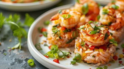 Delectable bites of seasoned rice and fresh seafood