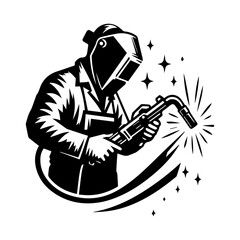 Welding man logo design, welding man vector illustration