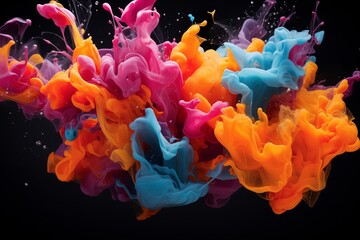 Obraz premium Abstract colorful paint splatter with a black background 