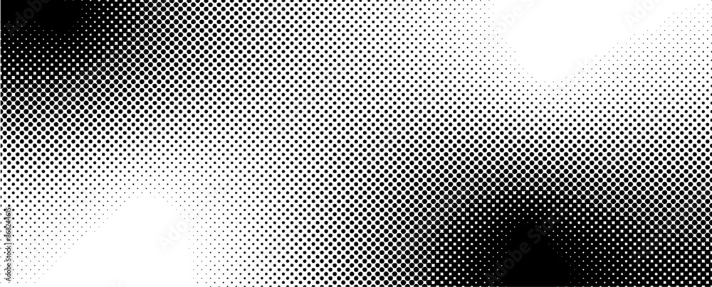 Leinwandbilder Black fading comic pop art overlay texture. Grunge halftone gradient texture. Vector black dots on transparent background. Fade Pattern.