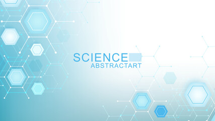 Modern health care abstract background with lines, dots and hexagons. Medical innovation banner template concept. Vector illustration.
