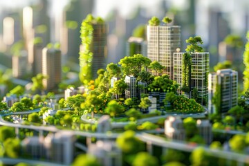 Innovative urban planning integrating green spaces and renewable energy with urban infrastructure, fostering harmonious growth while preserving natural ecosystems for future sustainability