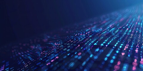 Abstract digital background with streams of binary code.  Concept of big data, programming, software development, and cybersecurity.