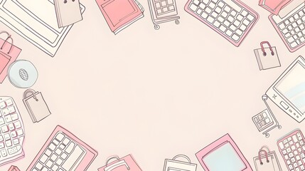 Cyber Monday Doodle Page Print Border Design for Mock Up Message