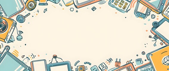 Cyber Monday Doodle Page Print Border Design for Mock Up Message