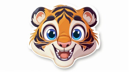 Obraz premium Cartoon Tiger Cub Face Illustration
