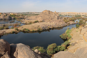 beautiful nature landscape for Sehel island on the river Nile in Aswan, Egypt