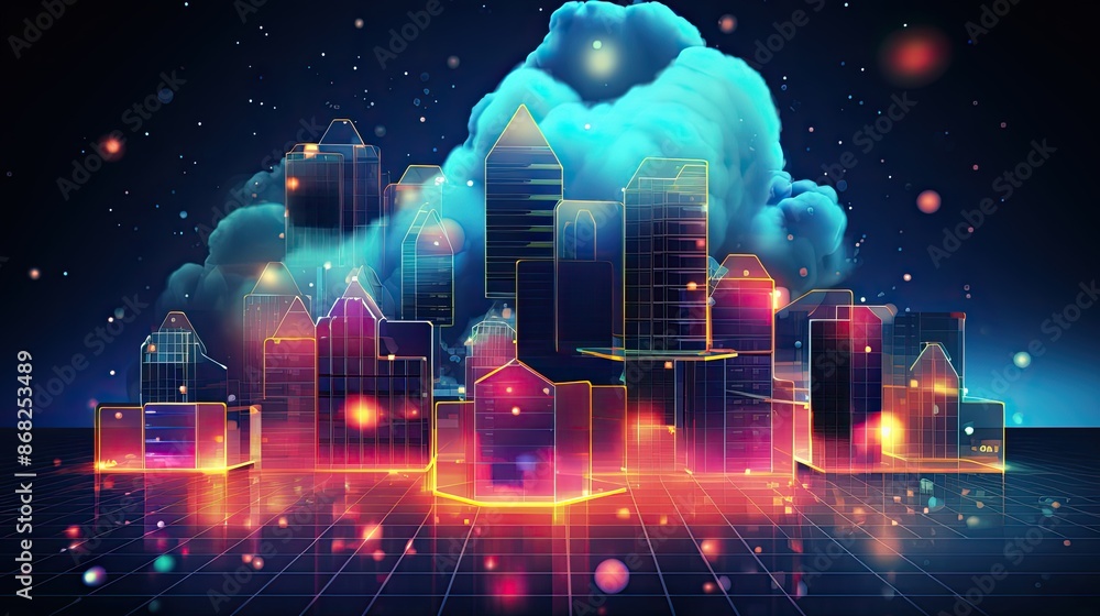 Aufkleber cloud computing transfer big data on internet