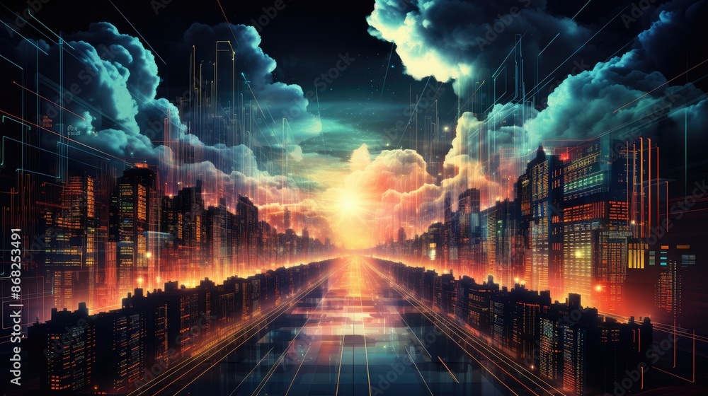 Aufkleber cloud computing transfer big data on internet