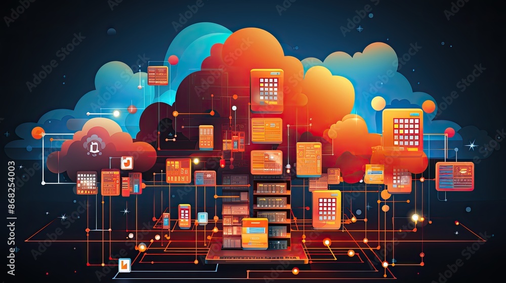 Aufkleber cloud computing transfer big data on internet