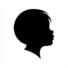 Black baby head silhouette isolated on white background. Baby head icon vector illustration design.