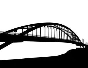 Obraz premium schwarze Silhouette Kontrast Brücke isoliert auf weißen Hintergrund, Freisteller 
