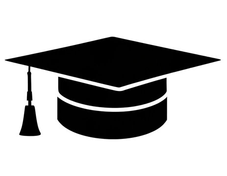 schwarze Silhouette Kontrast examen hut icon isoliert auf wei&szlig;en Hintergrund, Freisteller 