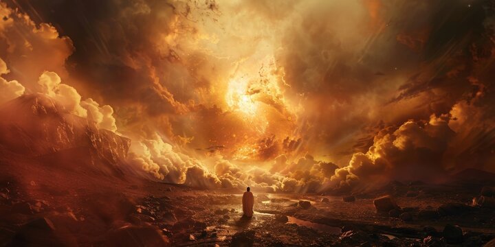 Exploring the Eschatological Significance of the Second Coming of Jesus and Biblical Prophecies. Concept Parousia of Jesus, End-Time Scenarios, Apocalyptic Imagery, Spiritual Renewal