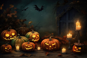 Halloween pumpkins background