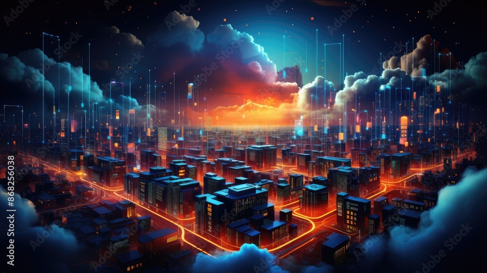Aufkleber cloud computing transfer big data on internet