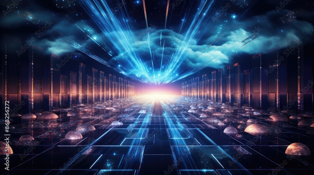 Aufkleber cloud computing transfer big data on internet