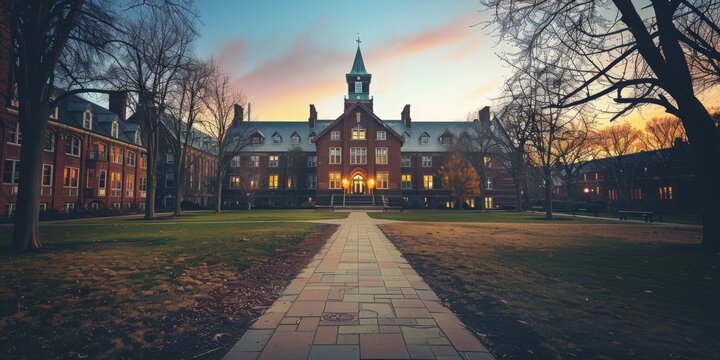 Campus tours influence student enrollment decisions for educational institutions. Concept Higher Education Enrollment, Virtual Campus Tours, Student Choices, Impact Analysis 