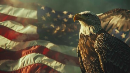 Representation of the american flag with eagle for us national loyalty day celebration.
