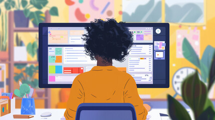 A person using a remote work collaboration tool.