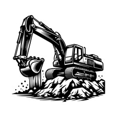 Excavator logo design. excavator icon logo template