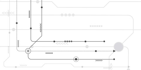 Vectors High-tech connection system on a white background. Technology digital circuit board background. Technology black circuit diagram.