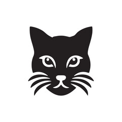 black and white cat silhouette vector