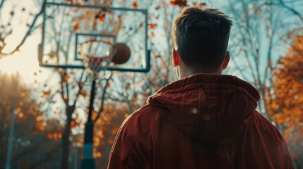 Obraz premium A man records a basketball game